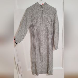 Tahari grey knit midi sweater dress